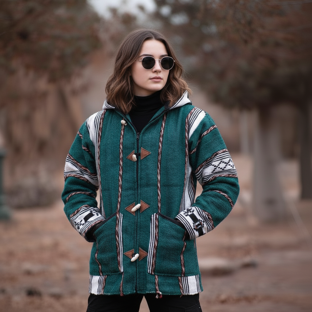 Handmade Moroccan Wool Hoodie – Authentic Berber Coat