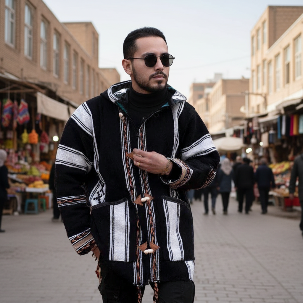 Handmade Moroccan Wool Hoodie – Authentic Berber Coat