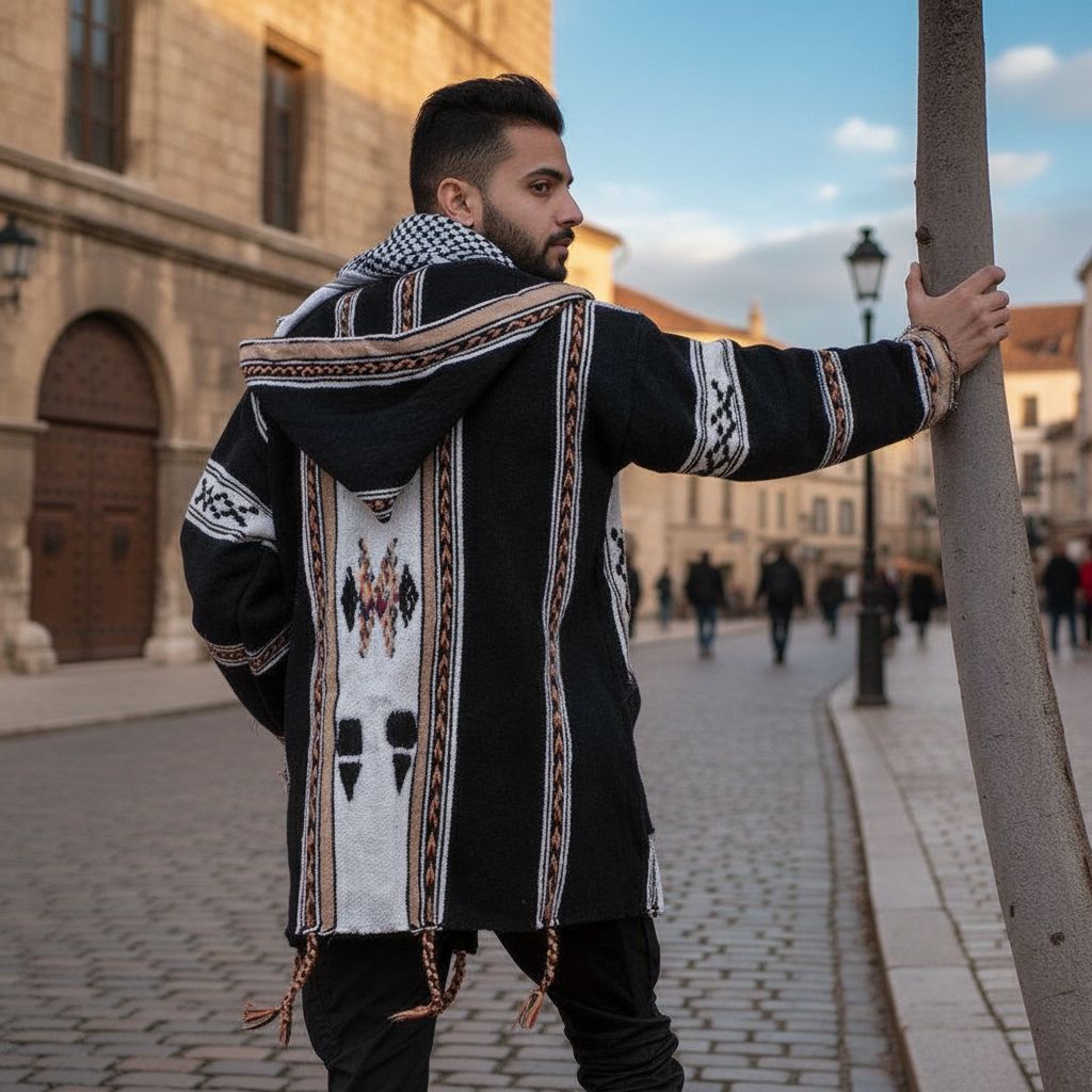 Handmade Moroccan Wool Hoodie – Authentic Berber Coat